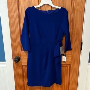 Tahari ASL 3/4 SLV side tie career dress - JQ9 Cobalt - Size 6
